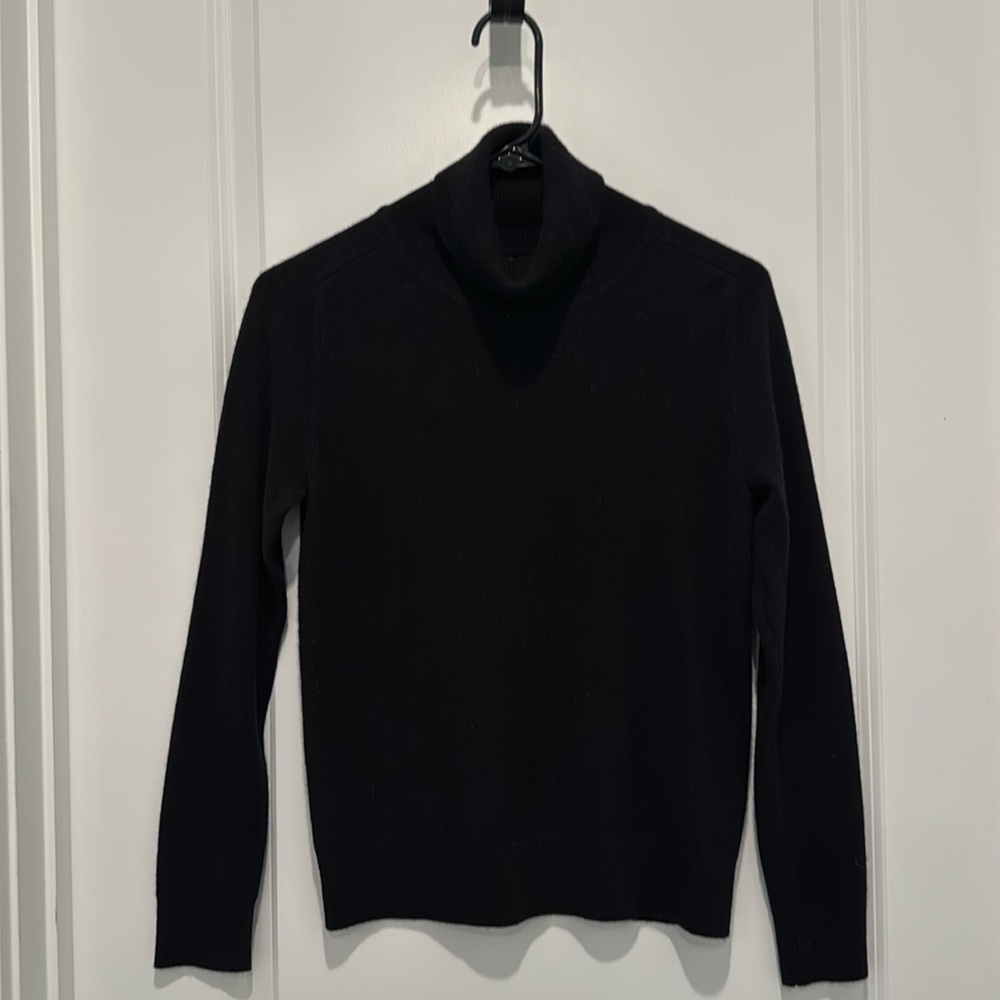 Quince Black Mongolian Cashmere Turtleneck Sweater, XS